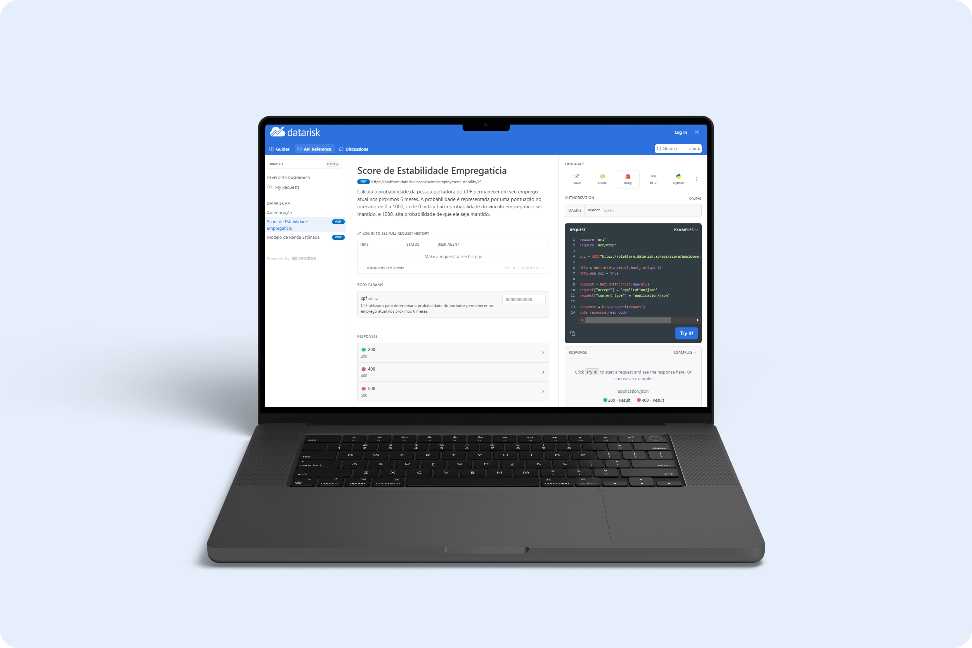 Macbook com nossa documentação